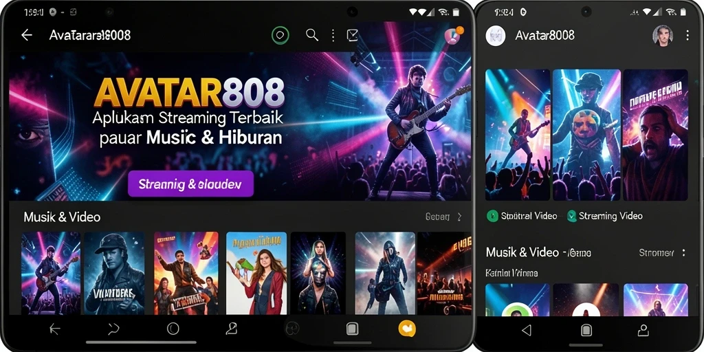 Tampilan antarmuka AVATAR808 yang menarik dan fungsional untuk streaming video.