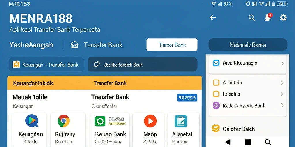 Antarmuka aplikasi MENARA188 yang sederhana untuk Transfer Bank.