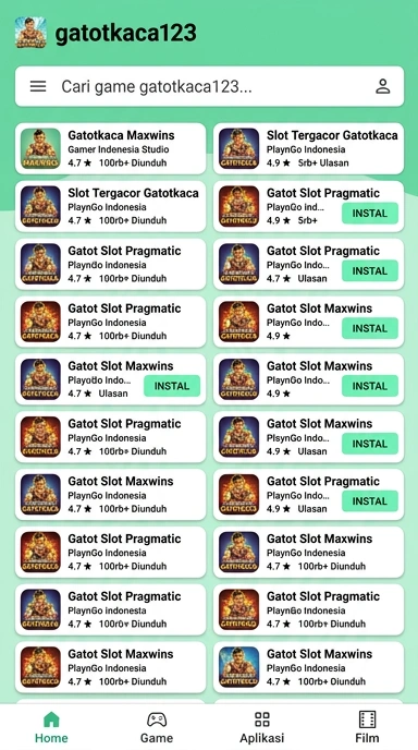 Tampilan katalog aplikasi gatotkaca123